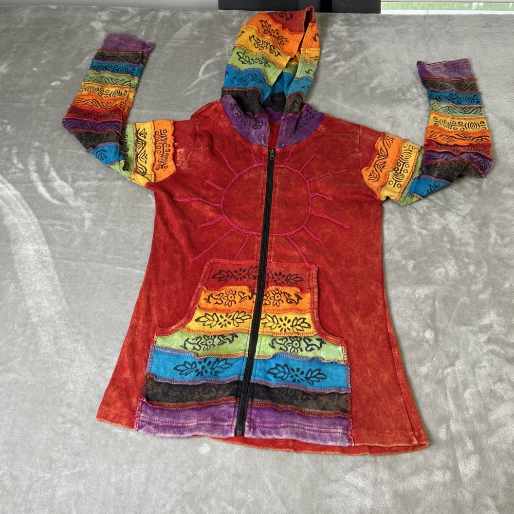 Greater Good Network Hoodie Jacket Sweatshirt Size S/M Zip Up Hippie